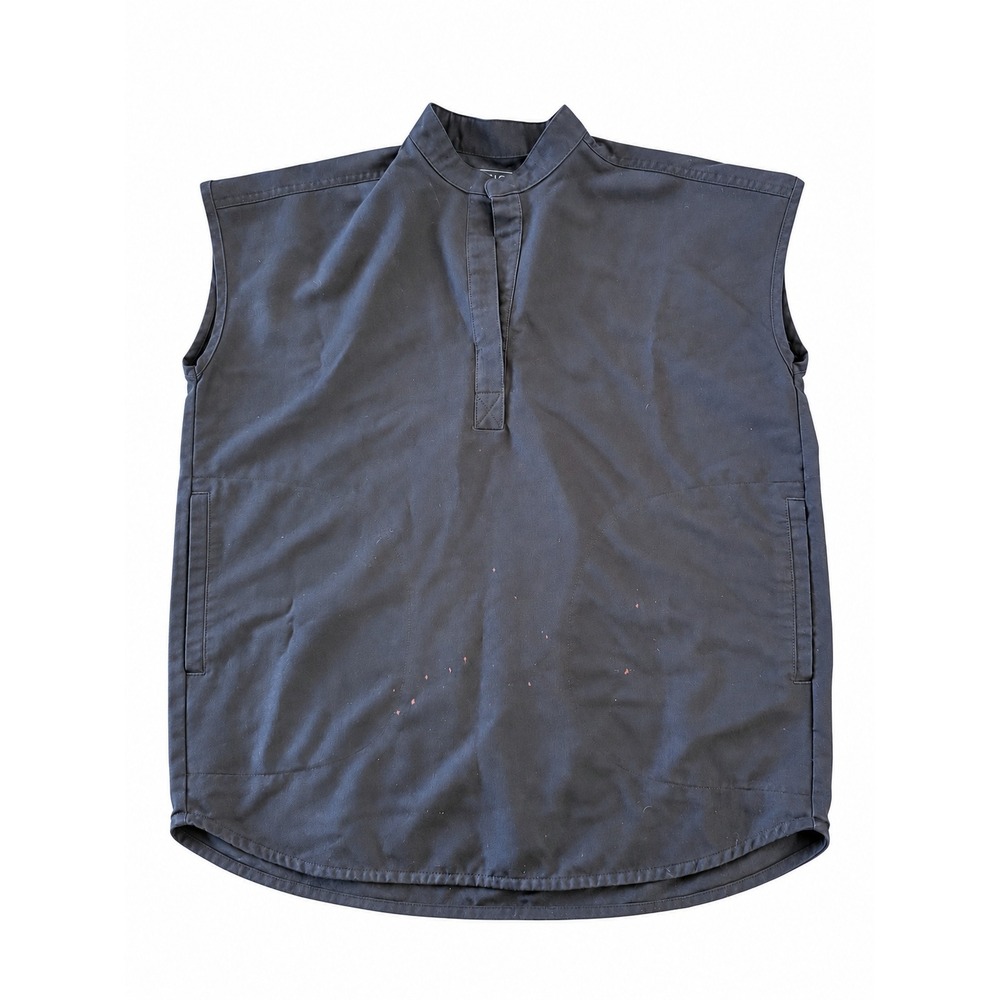 FIGS Scrub Top Women XXS Black Sleeveless Mandarin Collar Side Pockets